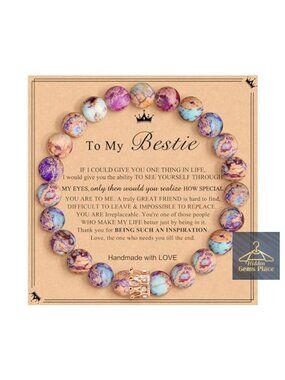 Stretch Bracelet, Healing Stone Crown Beaded Bracelet, Friendship Gift